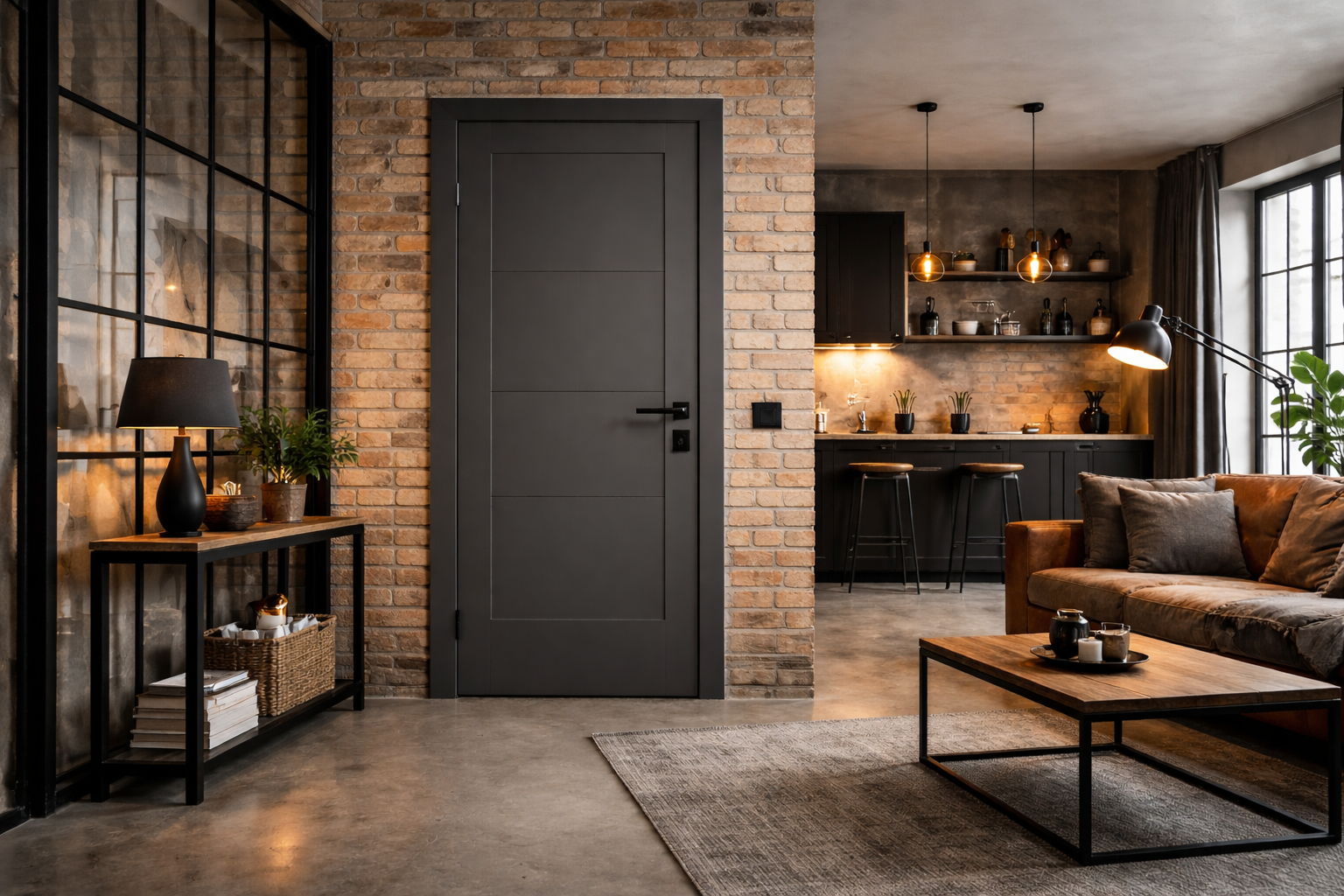 interiérové dveře s černým kováním